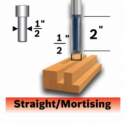 1/2 In. x 2 In. Carbide-Tipped Double-Flute Straight Router Bit