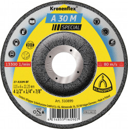 A 30 M grinding discs, 4-1/2 x 1/4 x 7/8 Inch depressed centre