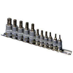 11 PC 1/4" & 3/8" DR Non-Tamperproof TORX® Bit Socket Set - *JET