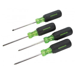 4-Piece Square-Recess Tip Driver Set, Contains - #0 x 4", #1 x 4", #2 x 4", & #3 x 4"